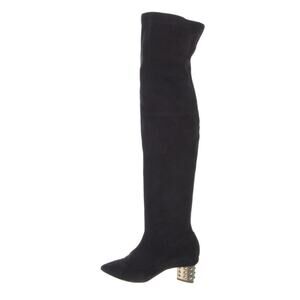 Nicholas Kirkwood Over The Knee Suede Boots Women EU 38‎ US 8 Studded Gold Heel